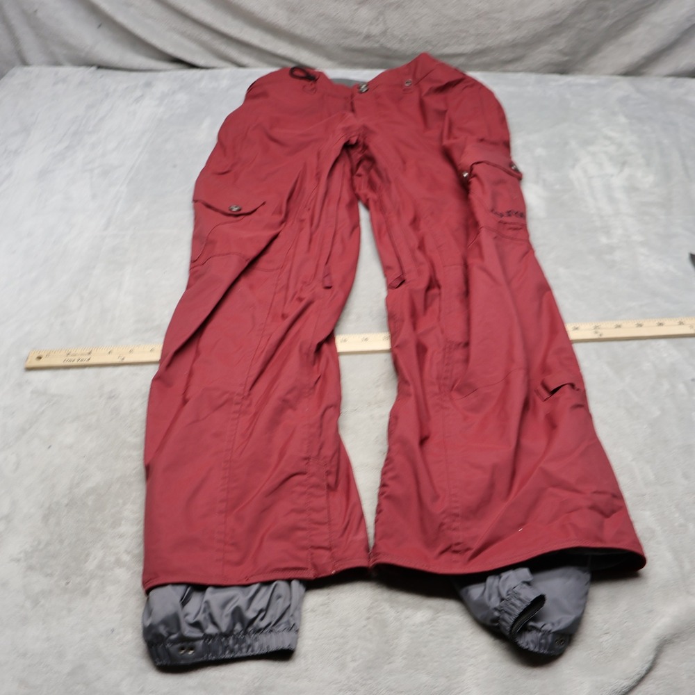 Burton Snow Pants Women Medium Red Cargo Rugged Winter Wind Rain Outdoor 31x31‎